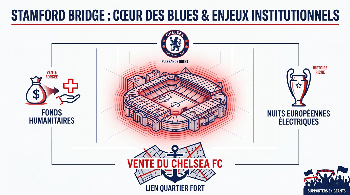 Vue extérieure du stade de Stamford Bridge, domicile historique du Chelsea FC à Londres
